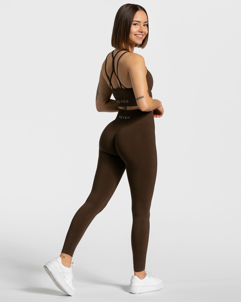 TEVEO Timeless Scrunch Leggings Marron Foncé Femme | AZH-08486522