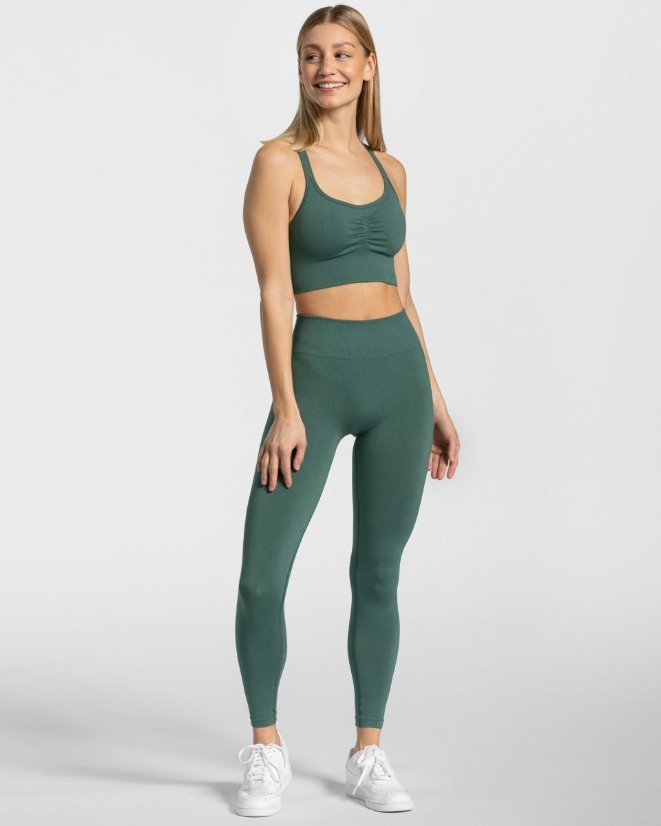 TEVEO Timeless Scrunch Leggings Vert Foncé Femme | YBX-37188331