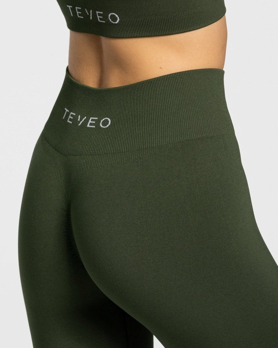 TEVEO Timeless Scrunch Leggings Kaki Femme | MHD-00462733