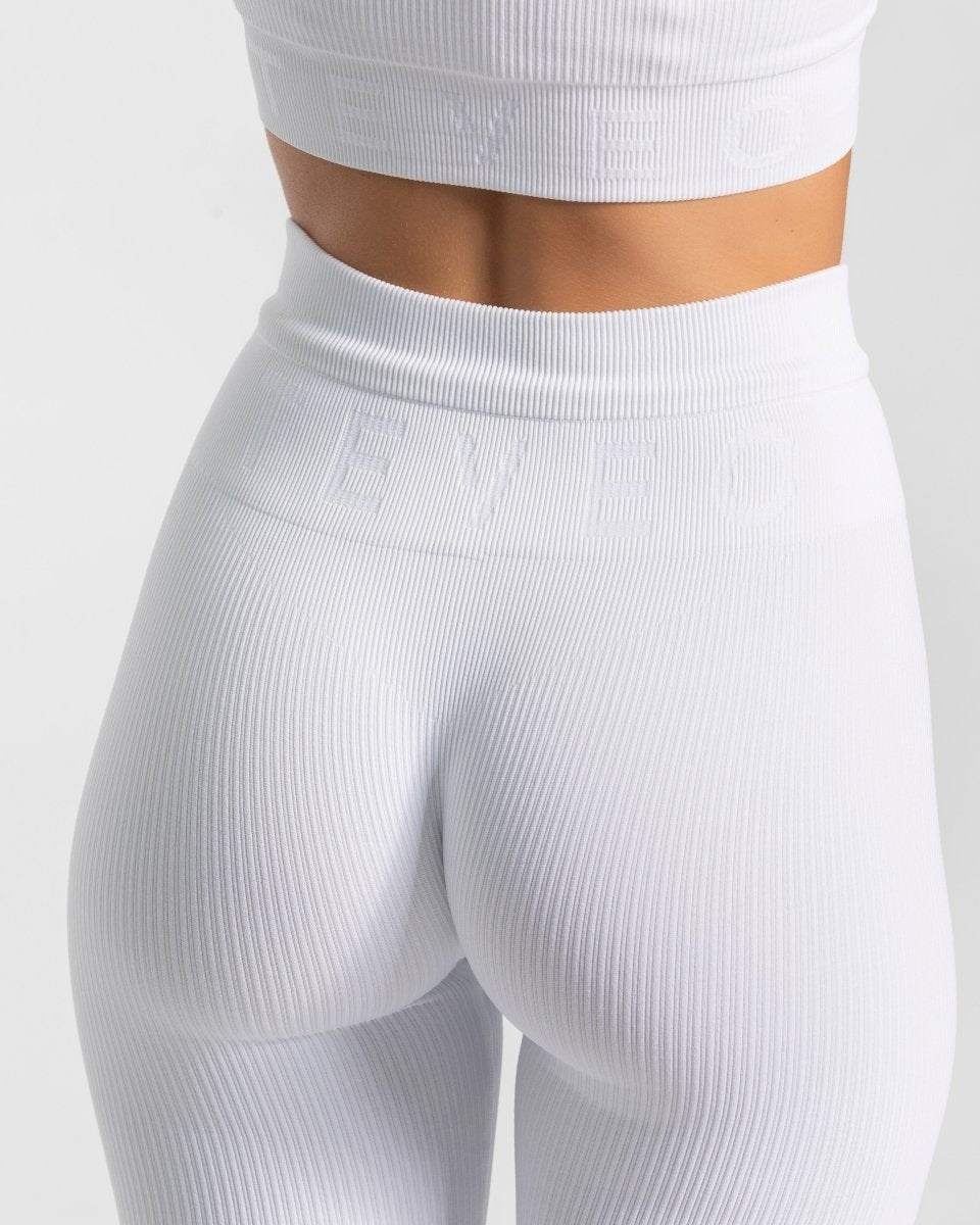 TEVEO Nervuré Leggings Blanche Femme | TVO-36431967