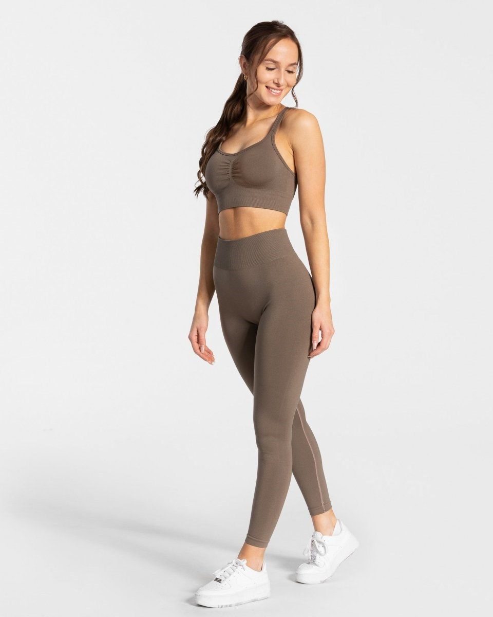 TEVEO Timeless Scrunch Leggings Taupe Femme | OAP-41840224