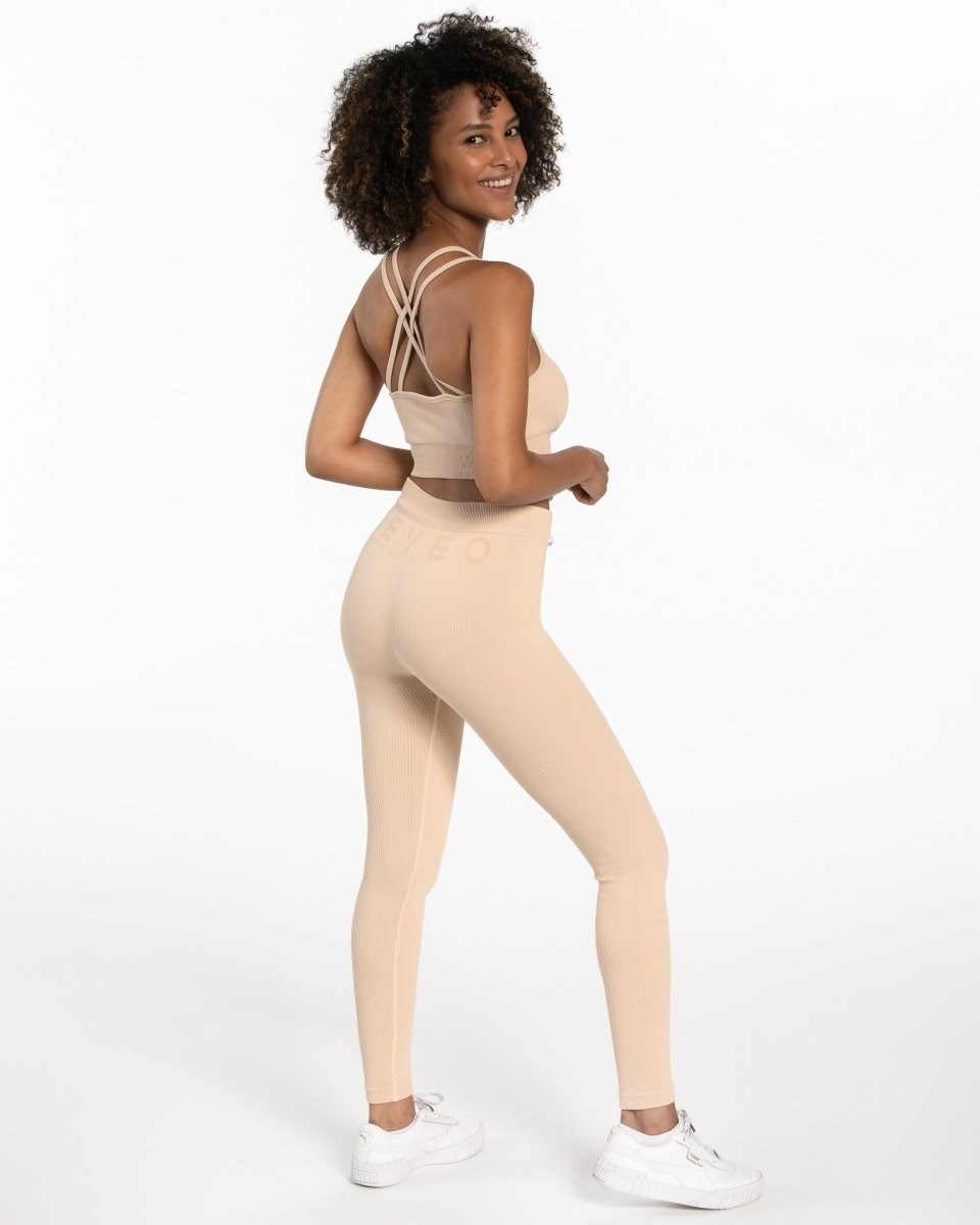 TEVEO Nervuré Leggings Nude Femme | INK-61088129