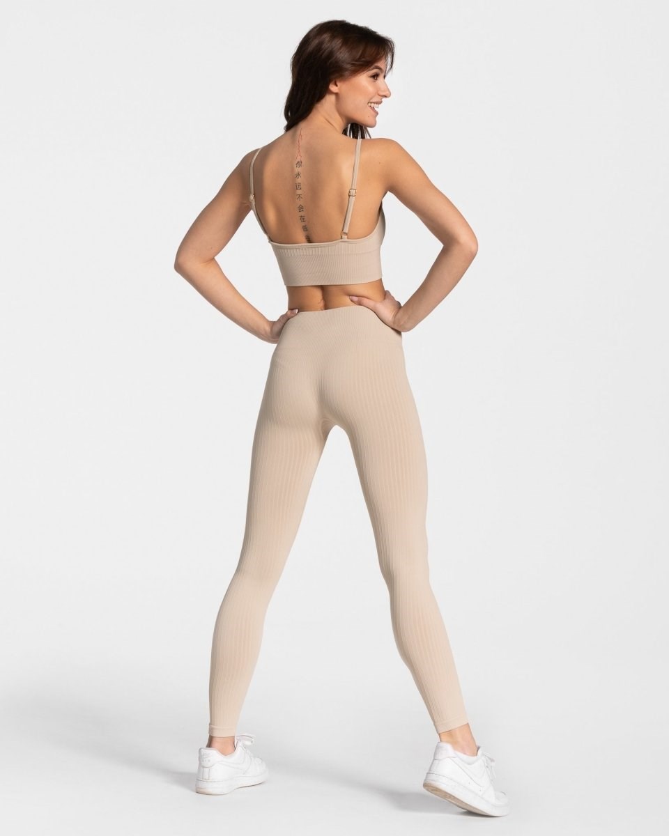 TEVEO Golden Leggings Beige Femme | XVV-43703912