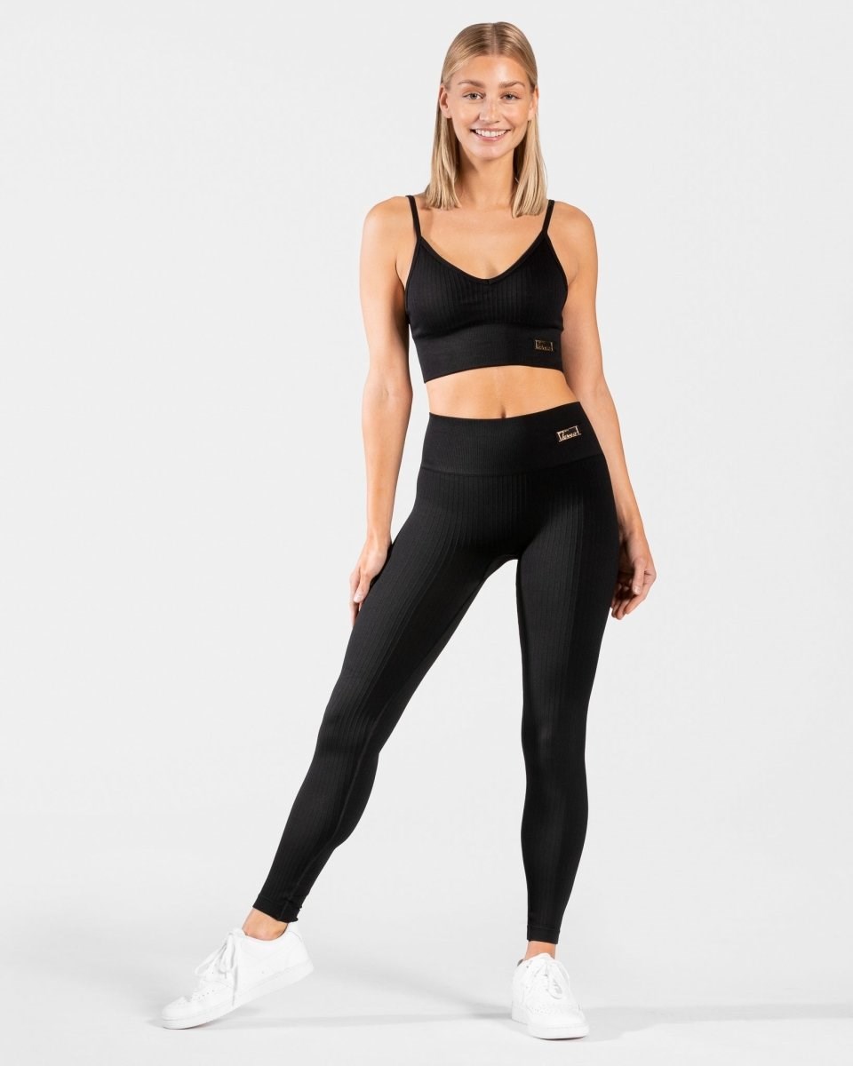 TEVEO Golden Leggings Noir Femme | RZZ-32642958