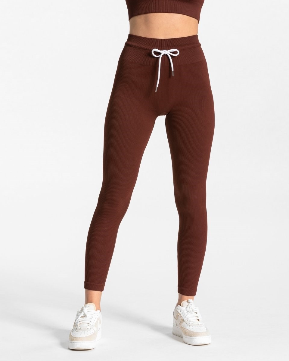 TEVEO Nervuré Leggings Mahagoni Femme | LUJ-06891842