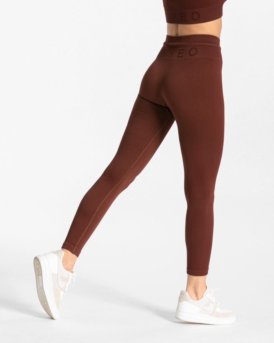 TEVEO Nervuré Leggings Mahagoni Femme | LUJ-06891842