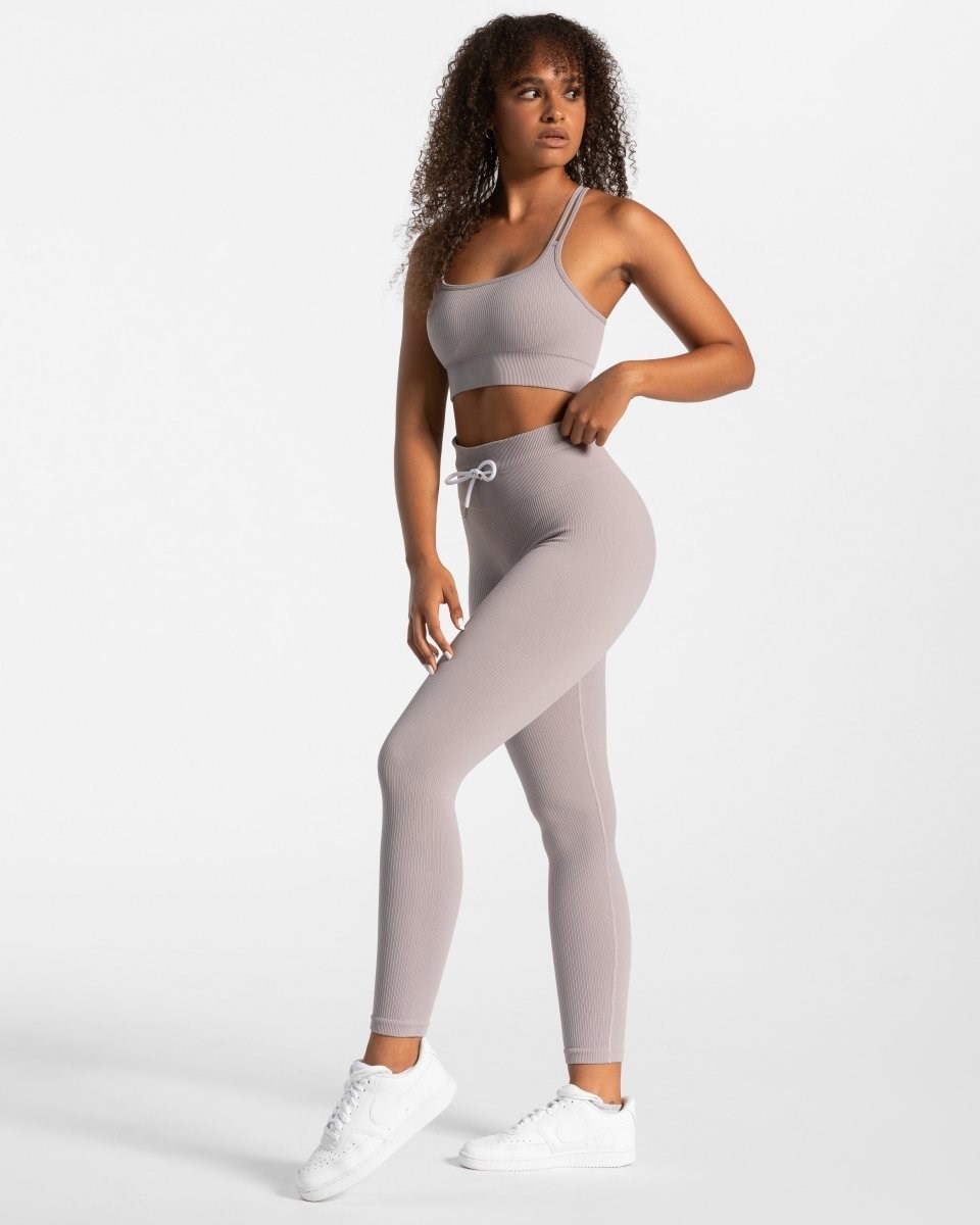 TEVEO Nervuré Leggings Stone Femme | CFG-66828852