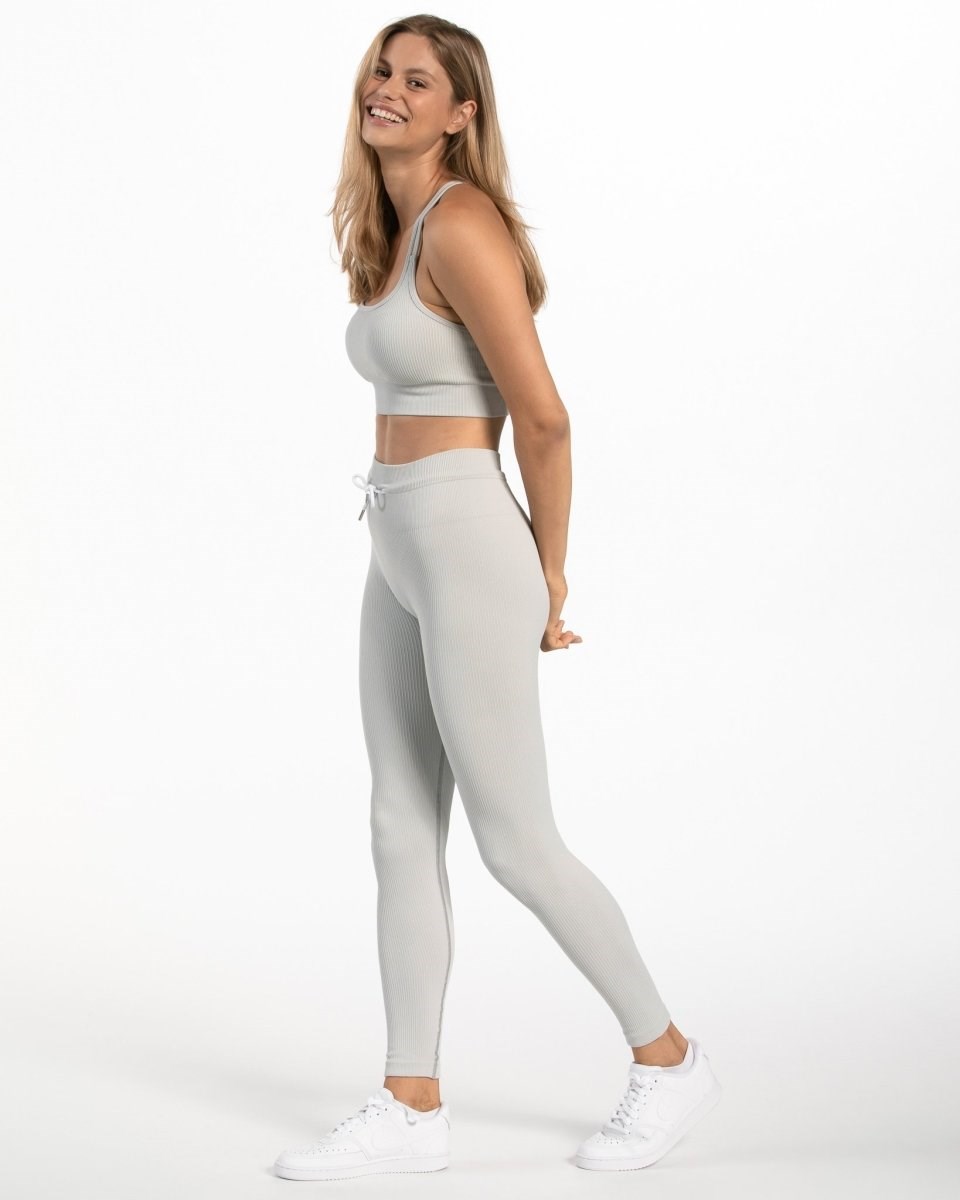 TEVEO Nervuré Leggings Grise Clair Femme | TBS-77300795