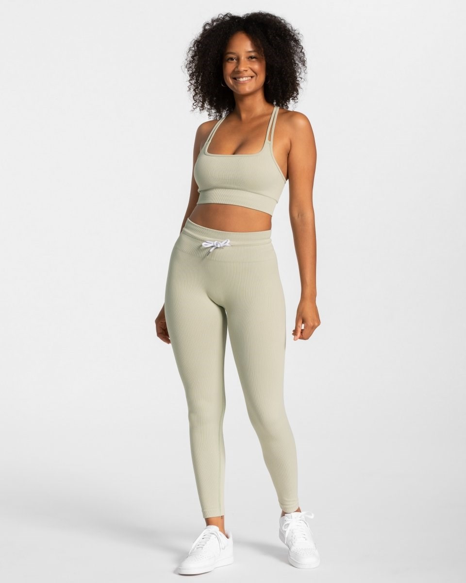 TEVEO Nervuré Leggings Salbei Femme | DPK-83128919