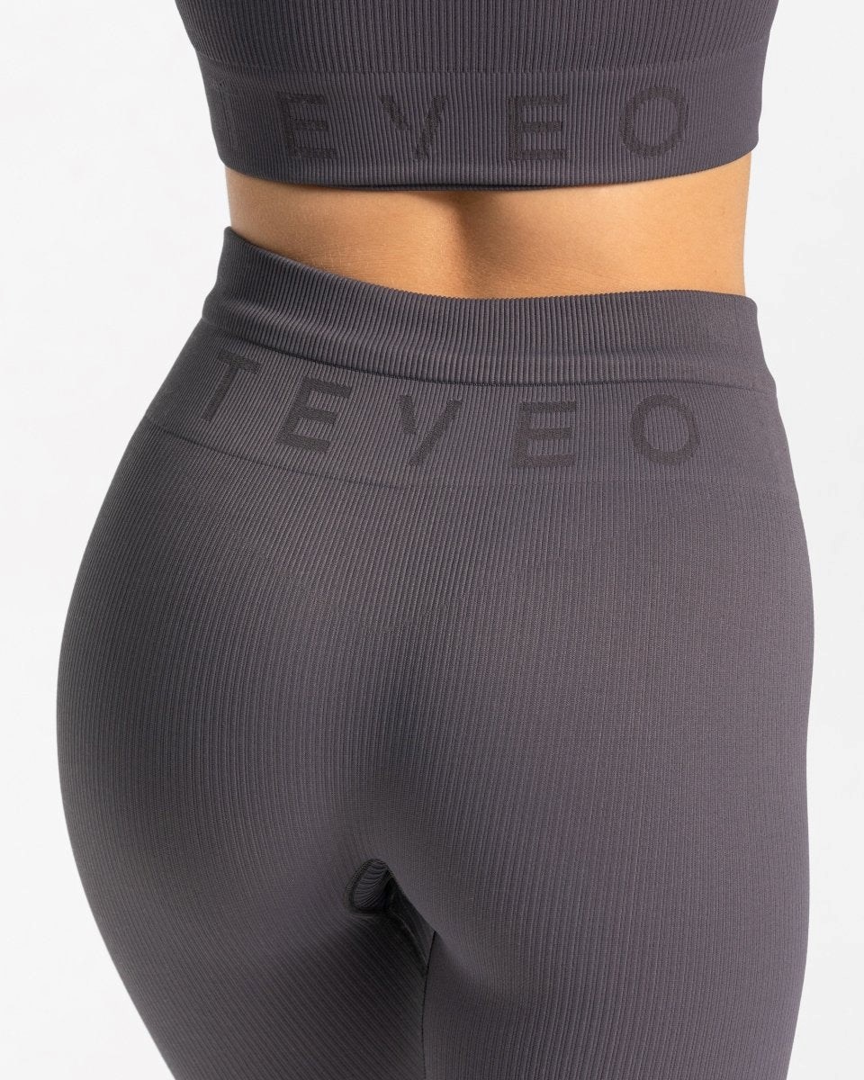 TEVEO Nervuré Leggings Gray Femme | YWK-99732561