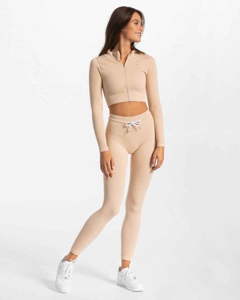 TEVEO Nervuré Zip Jackets Nude Femme | OUY-93209084