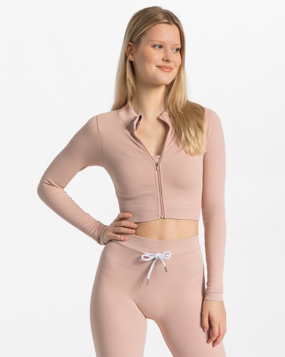 TEVEO Nervuré Zip Jackets Rose Femme | OSG-25431004