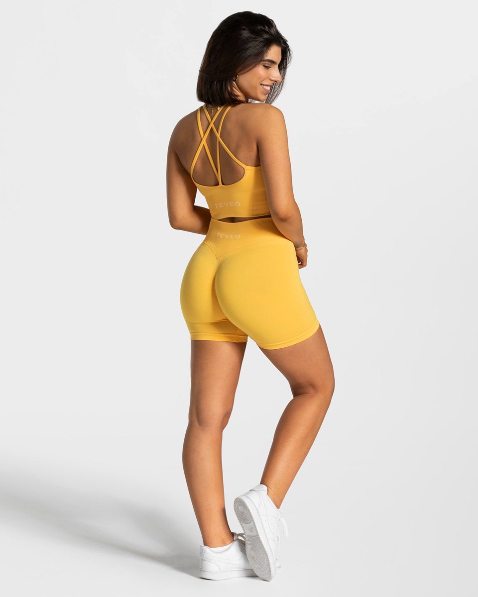 TEVEO Statement Scrunch Shorts Jaune Femme | PXR-08882894