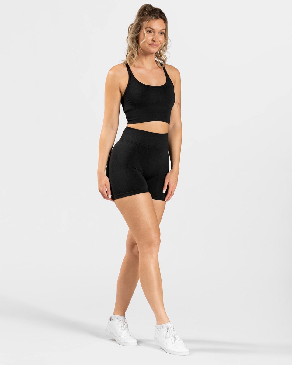 TEVEO Statement Scrunch Shorts Noir Femme | DWI-29227875