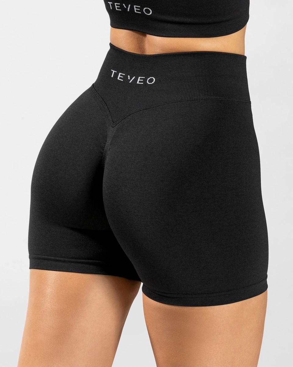 TEVEO Statement Scrunch Shorts Noir Femme | DWI-29227875