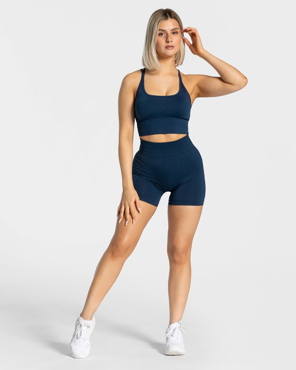 TEVEO Statement Scrunch Shorts Bleu Foncé Femme | XSW-54173466