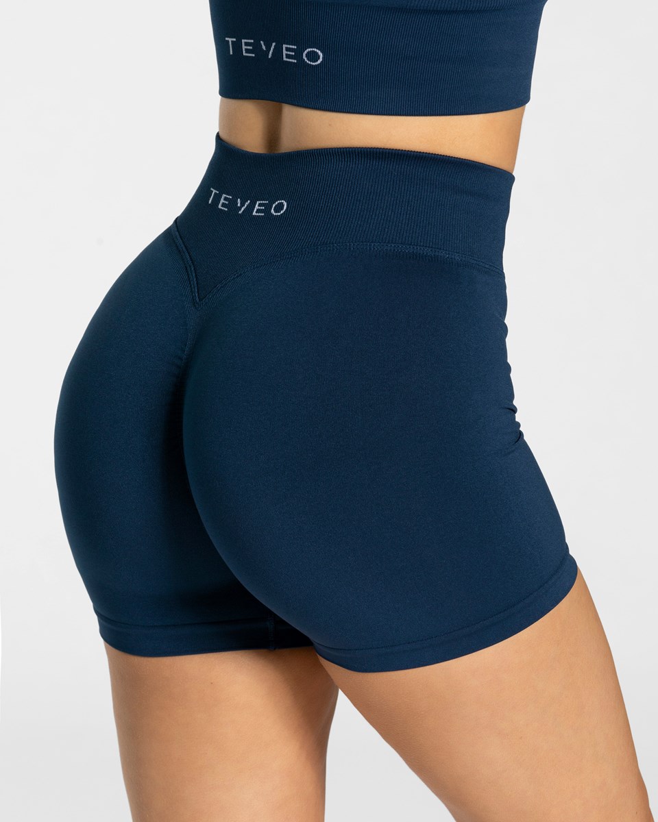 TEVEO Statement Scrunch Shorts Bleu Foncé Femme | XSW-54173466