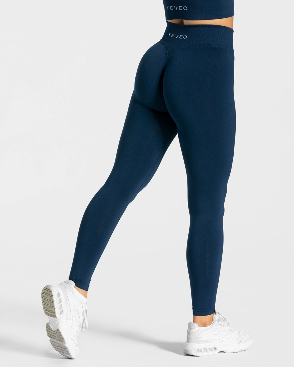 TEVEO Statement Scrunch Leggings Bleu Foncé Femme | CER-79331792