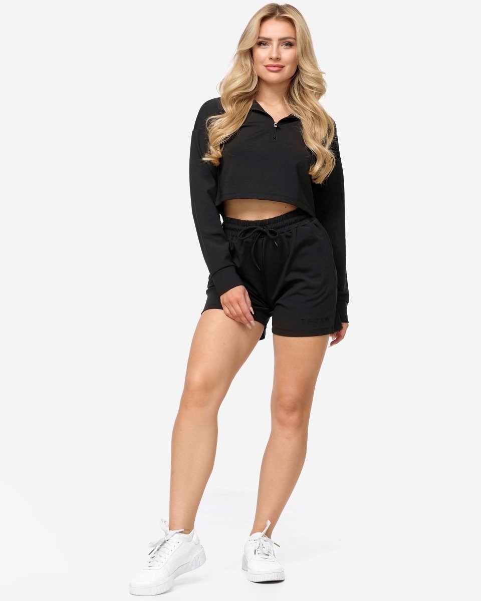 TEVEO Charming Oversized Shorts Noir Femme | BZE-14101046