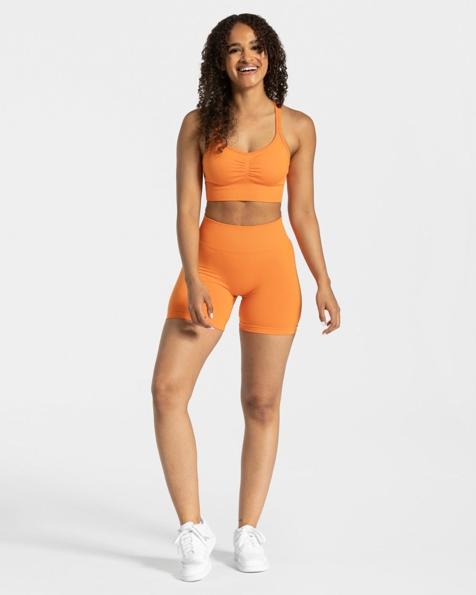 TEVEO Timeless Scrunch Shorts Orange Femme | CZN-90137181