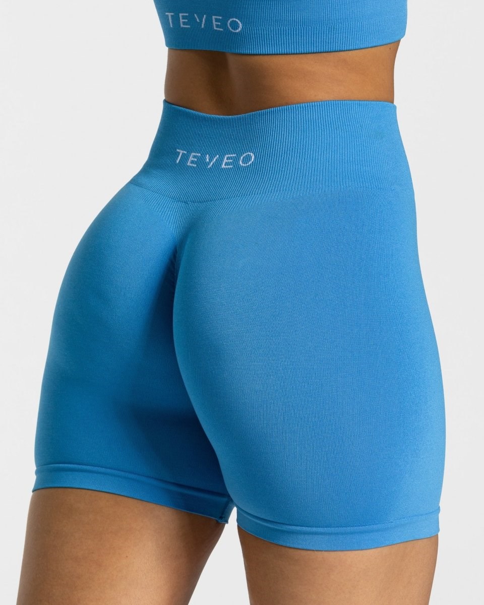 TEVEO Timeless Scrunch Shorts Bleu Femme | LTC-20488965