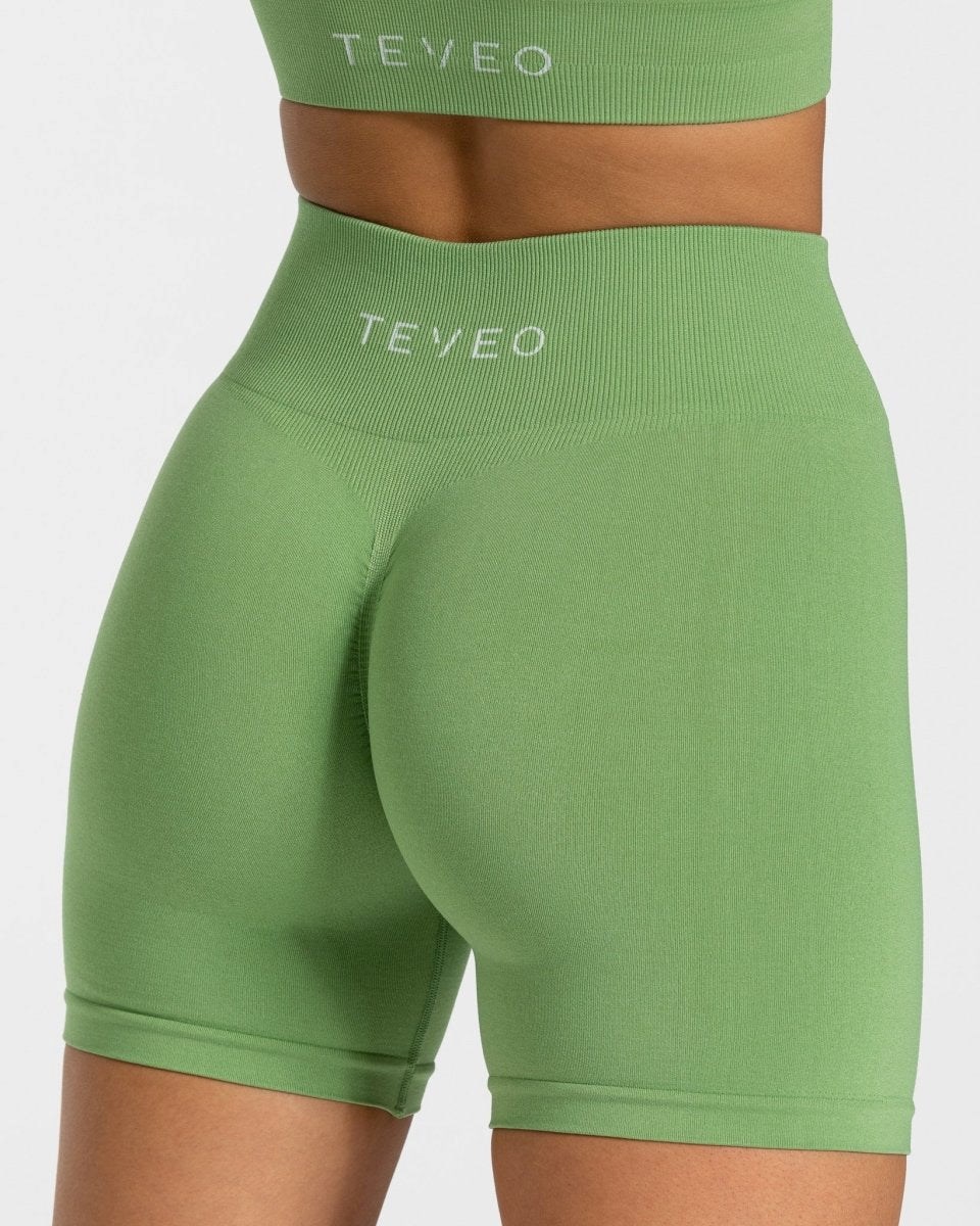 TEVEO Timeless Scrunch Shorts Vert Olive Femme | YCF-97150620