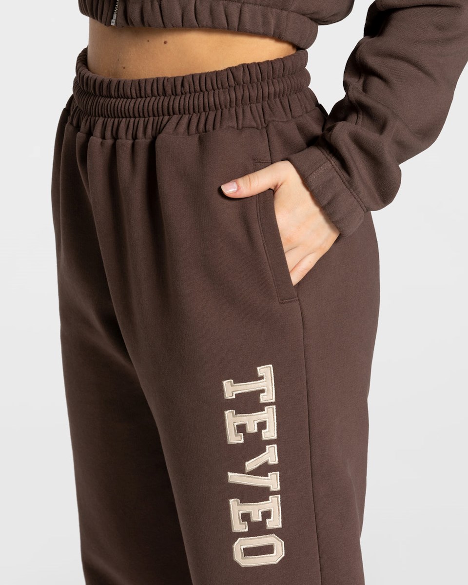 TEVEO College Oversized Jogger Marron Foncé Femme | WCQ-56364543