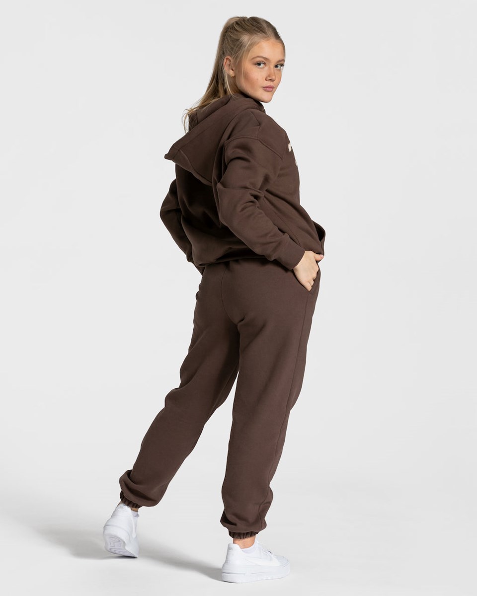 TEVEO College Oversized Jogger Marron Foncé Femme | WCQ-56364543