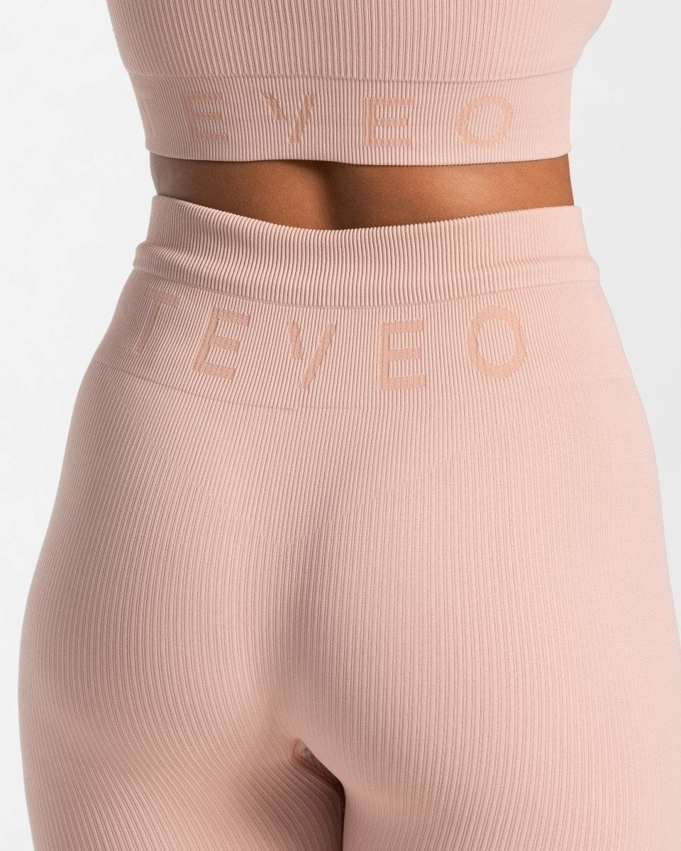 TEVEO Nervuré Leggings Rose Femme | XZS-98609294