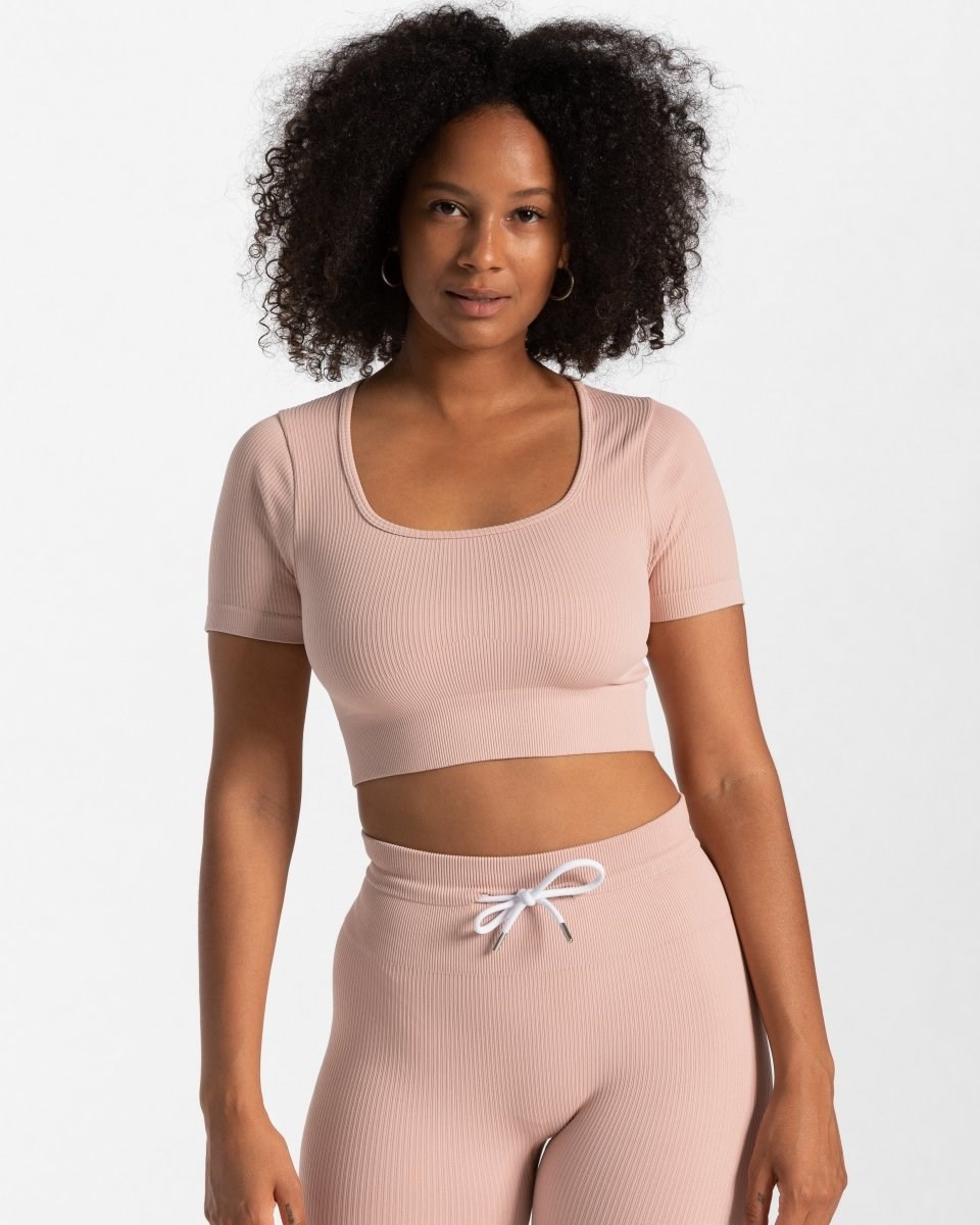 TEVEO Nervuré Crop Top Rose Femme | NAO-57480781