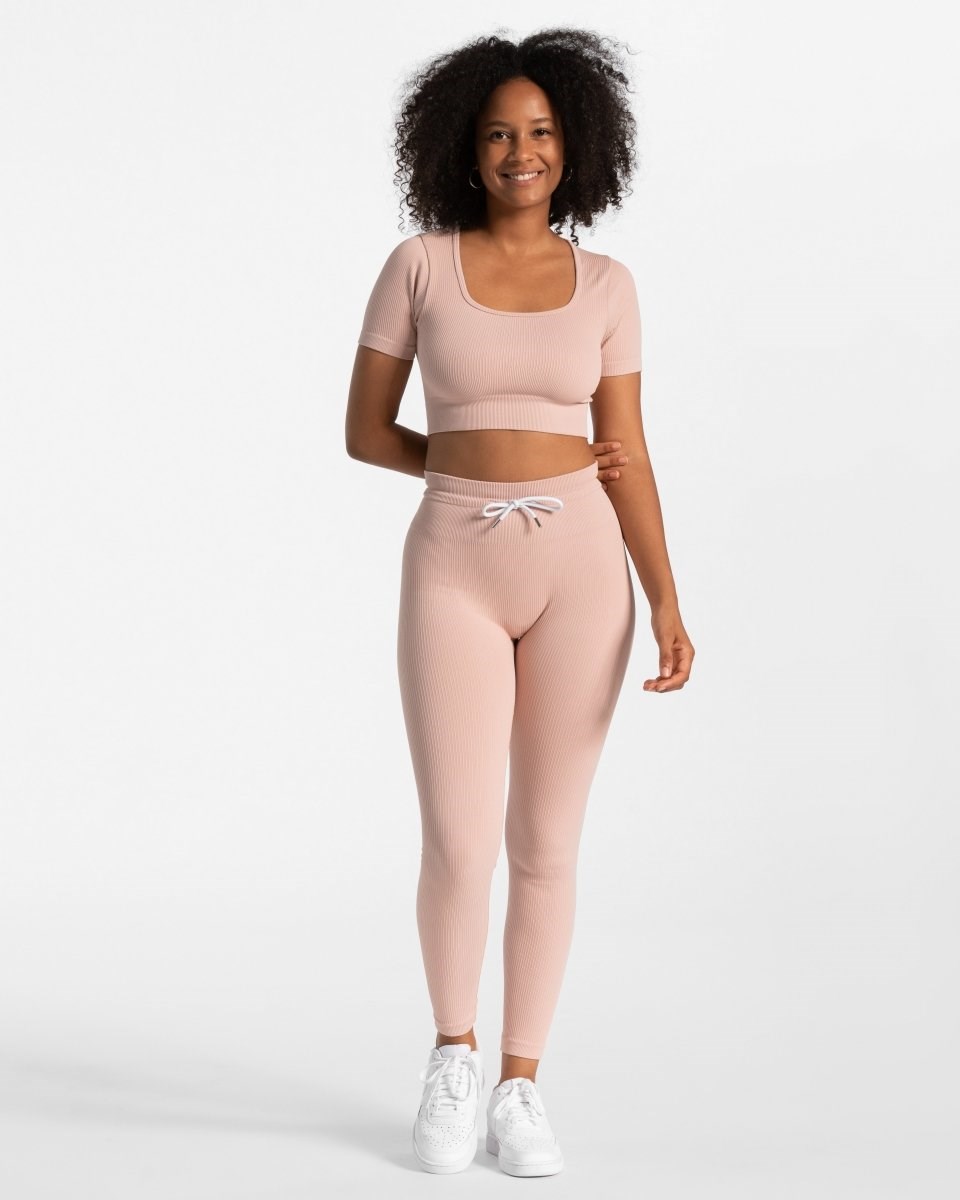 TEVEO Nervuré Crop Top Rose Femme | NAO-57480781