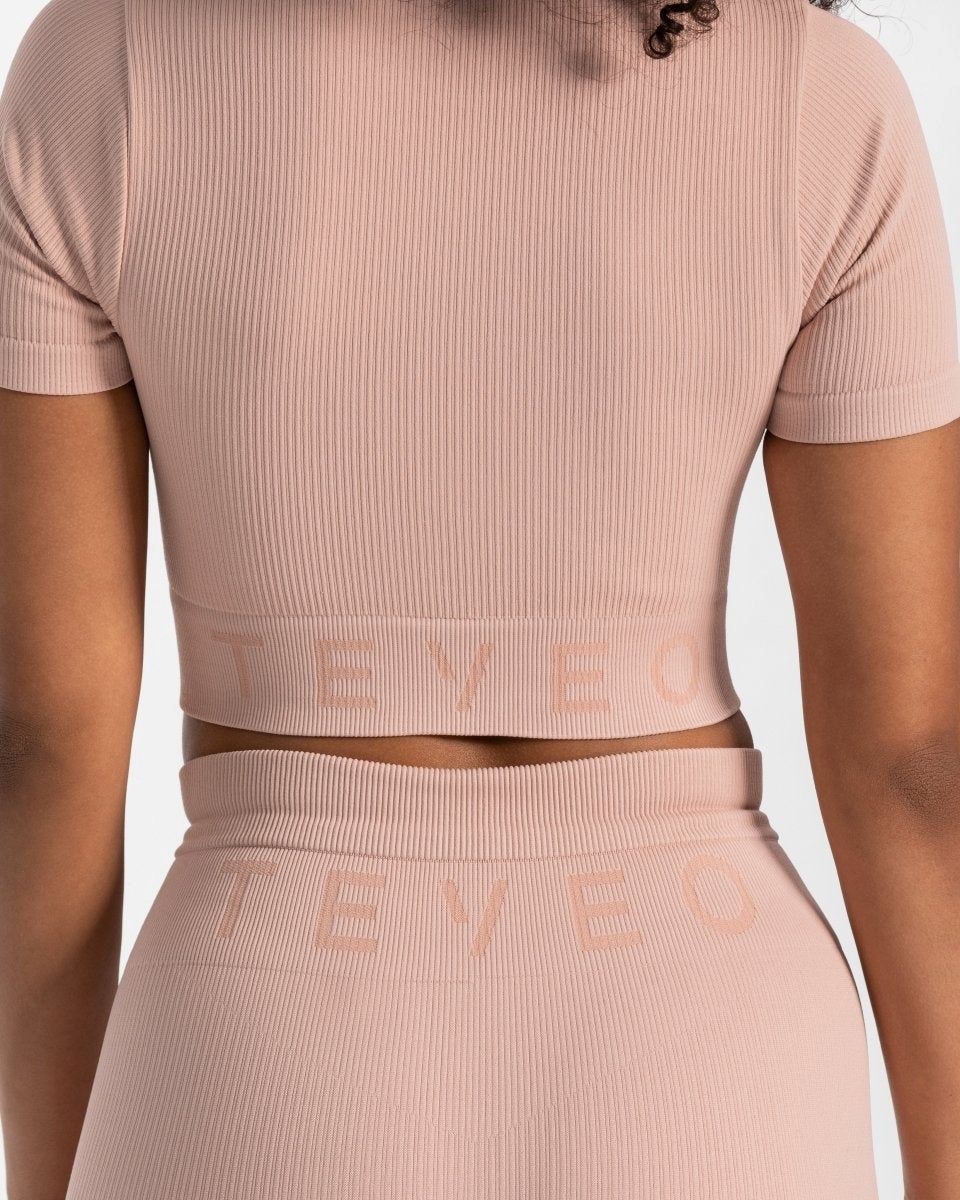 TEVEO Nervuré Crop Top Rose Femme | NAO-57480781