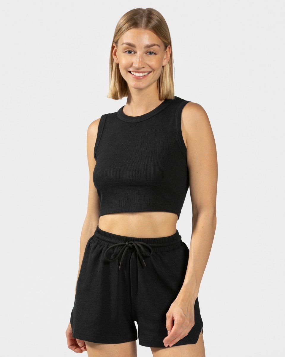 TEVEO Lounge Crop Top Noir Femme | DWS-82955684