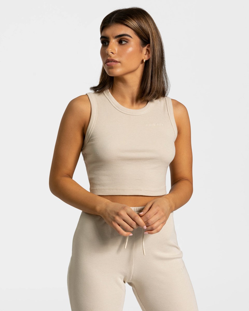 TEVEO Lounge Crop Top Beige Femme | NXJ-82553683