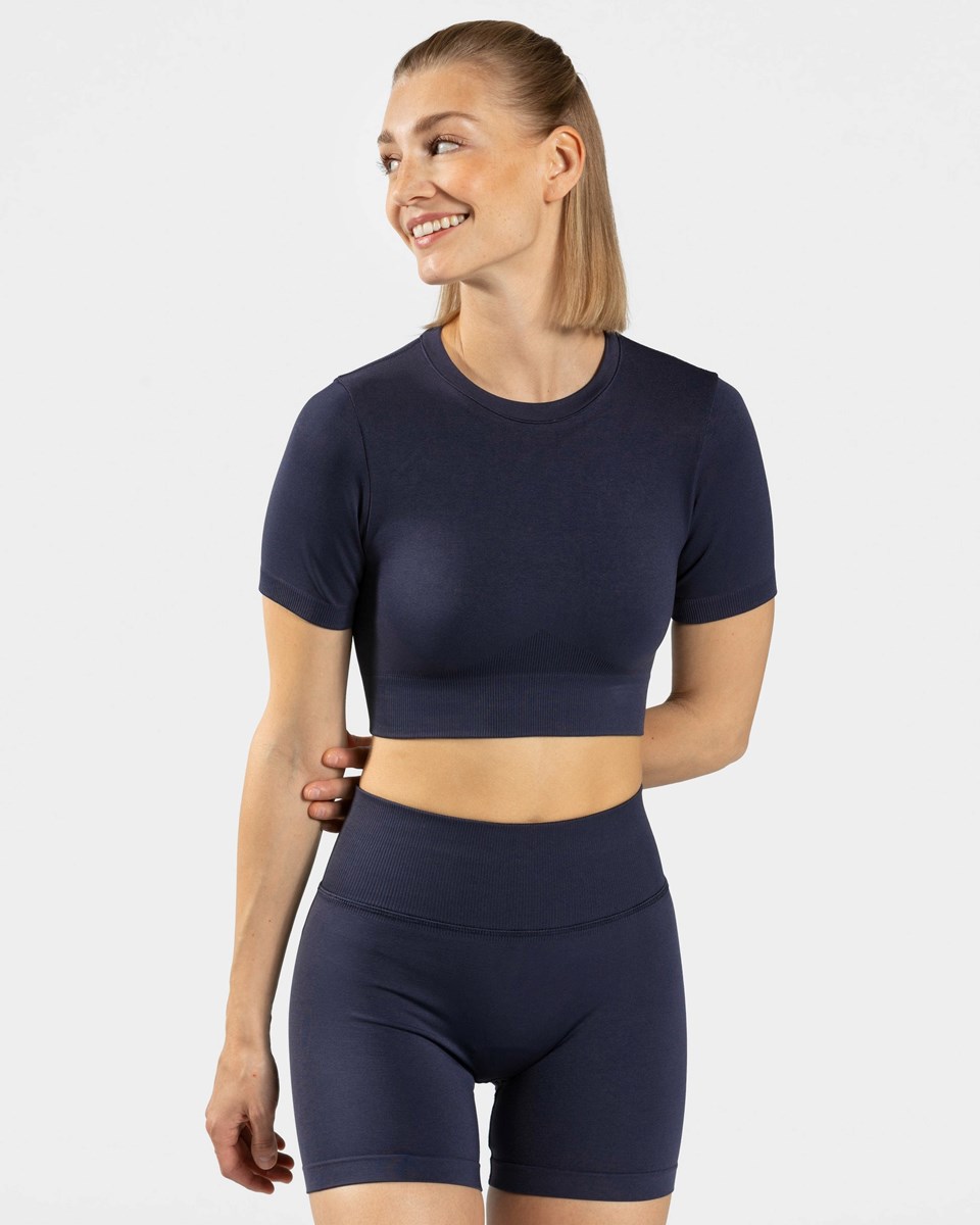 TEVEO Sensation Crop Top Bleu Foncé Femme | DAF-36571514