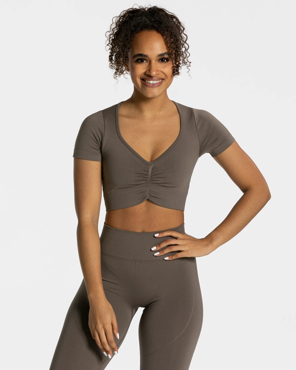 TEVEO Focus Crop Top Taupe Femme | OPA-77209730