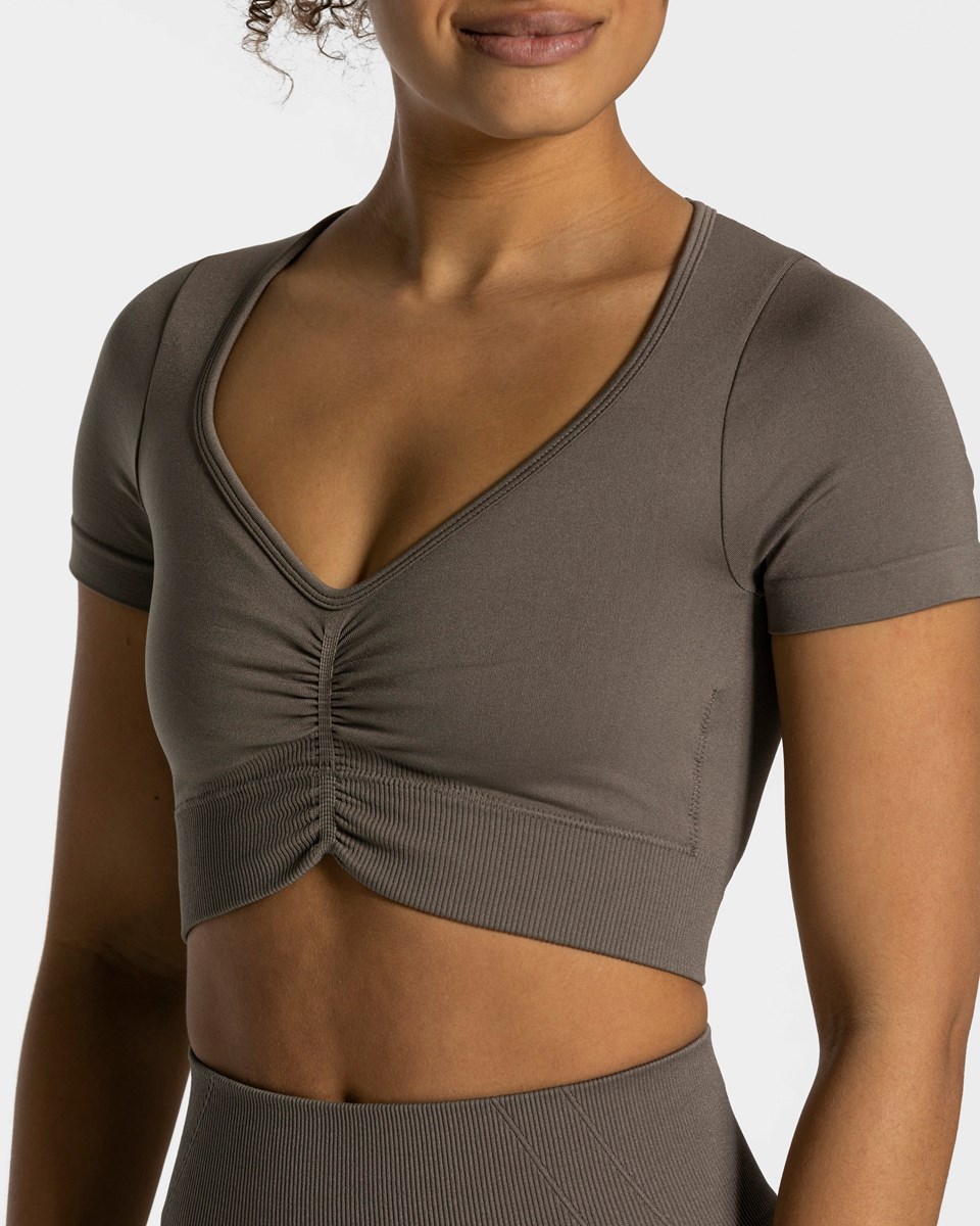 TEVEO Focus Crop Top Taupe Femme | OPA-77209730