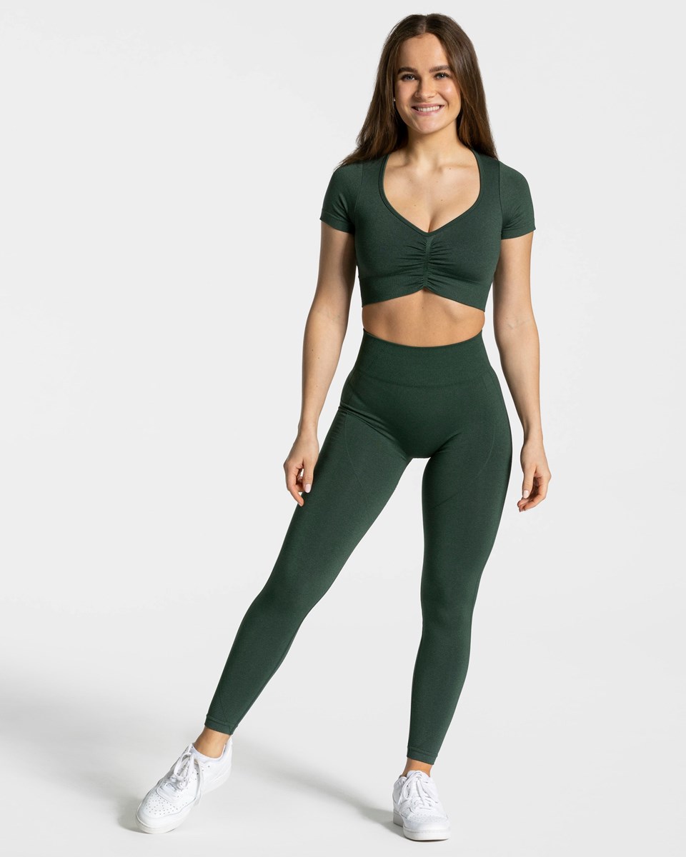 TEVEO Focus Crop Top Vert Foncé Femme | ORH-74392884