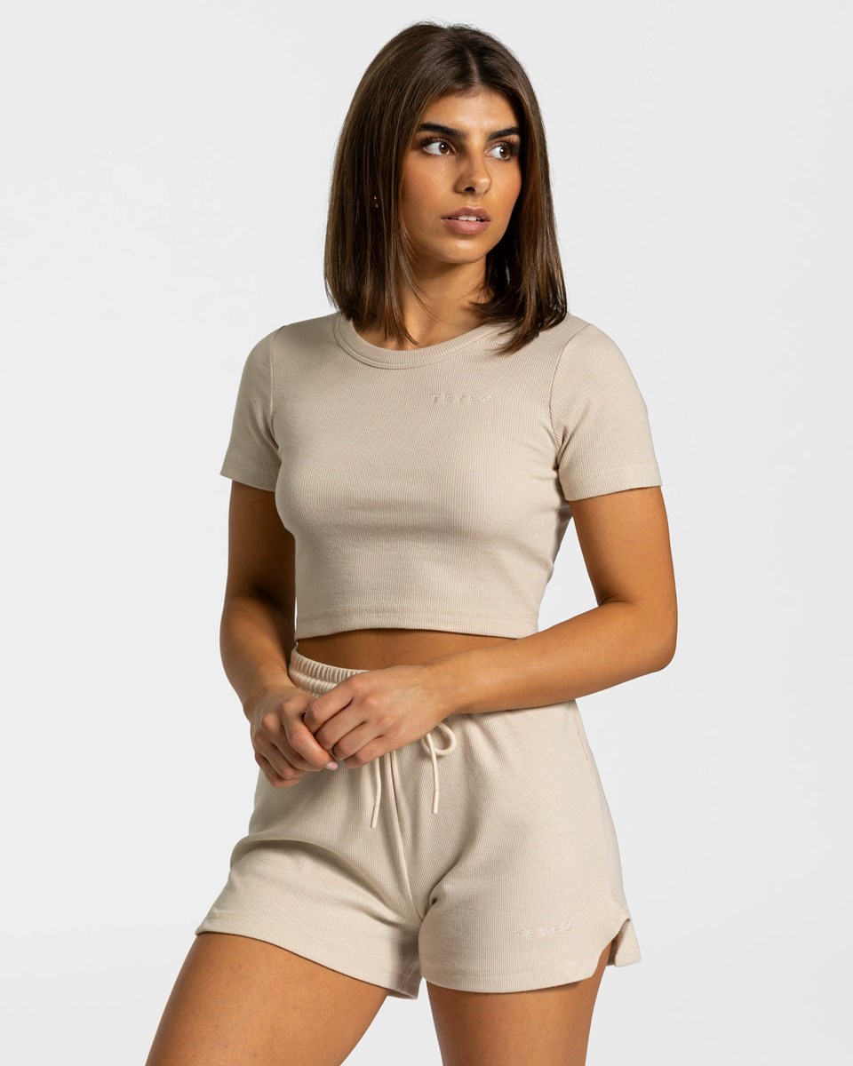 TEVEO Lounge T-Shirt Beige Femme | YQO-41450809