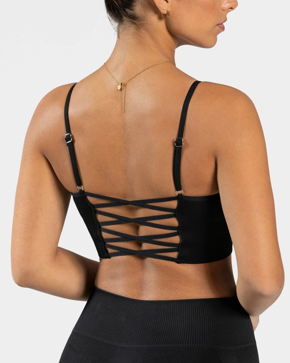 TEVEO élégant Cross Top Noir Femme | QEN-69952025