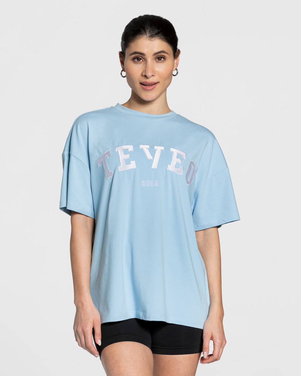 TEVEO College Oversized T-Shirt Bleu Femme | JKP-72501399