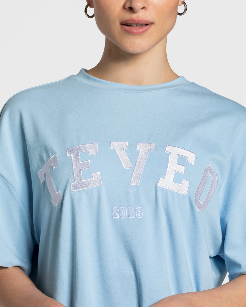 TEVEO College Oversized T-Shirt Bleu Femme | JKP-72501399