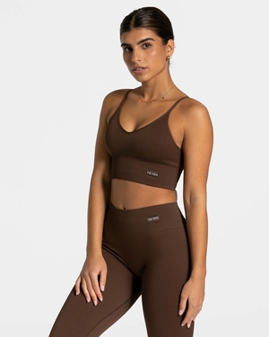 TEVEO élégant Cross Top Marron Foncé Femme | KKO-35361303