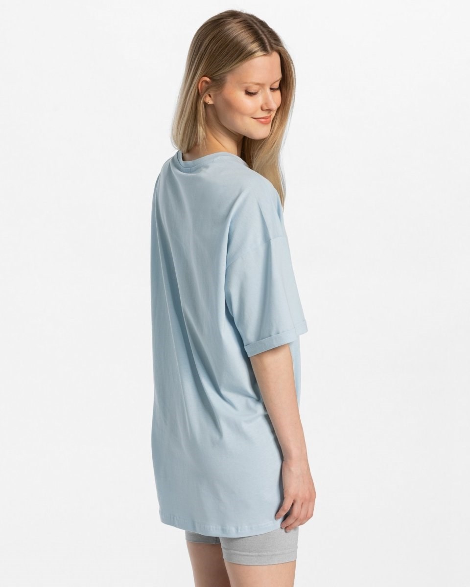 TEVEO Iconic Oversized T-Shirt Bleu Femme | KAL-98608773