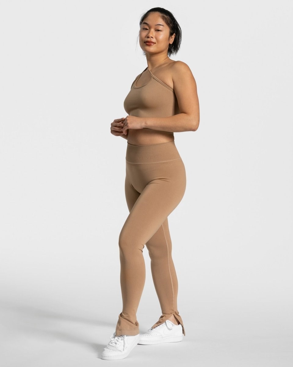 TEVEO Sassy One Shoulder Top Beige Femme | QAJ-83952189