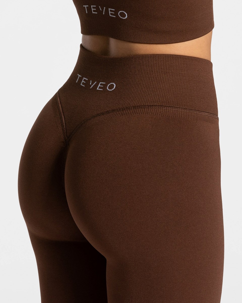 TEVEO Statement Scrunch Leggings Kaffee Femme | SJH-36020882