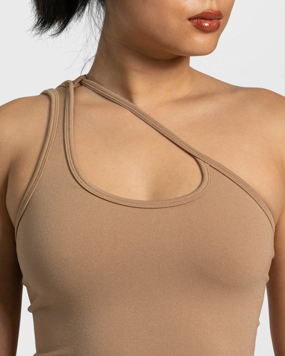 TEVEO Sassy One Shoulder Top Beige Femme | QAJ-83952189